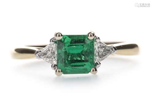 AN EMERALD AND DIAMOND RING