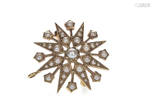 A PEARL STAR BROOCH