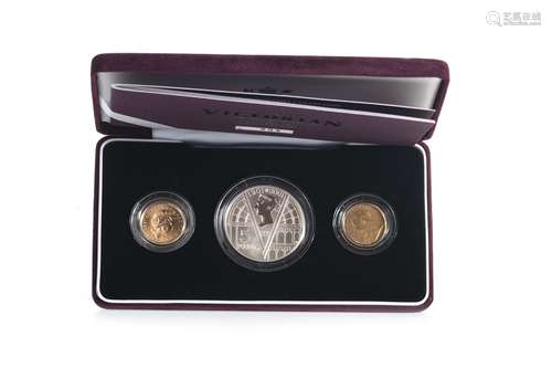 2001 GOLD PROOF SOVEREIGN AND SILVER PROOF CROWN VICTORIA CENTENARY COLLECTION THREE COIN SET