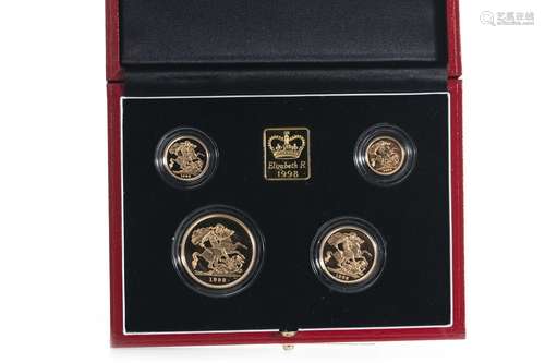 1998 GOLD PROOF UK SOVEREIGN FOUR COIN SET