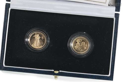 1997 GOLD PROOF BRITANNIA £10 COIN AND A LIBERTY $5 LADIES OF FREEDOM TWO COIN SET