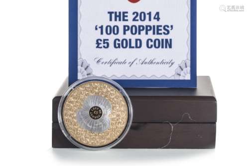 THE 2014 '100 POPPIES' £5 GOLD COIN