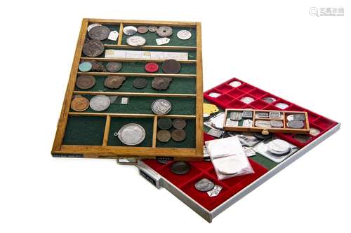 A GROUP OF BRITISH TOWN TOKENS, HALFPENNIES AND PENNIES