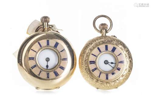 TWO GOLD HALF HUNTER FOB WATCHES