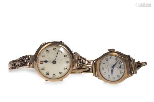 TWO LADY'S GOLD CASED MANUAL WIND WRIST WATCHES