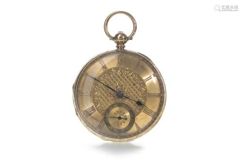 AN EIGHTEEN CARAT GOLD OPEN FACE POCKET WATCH