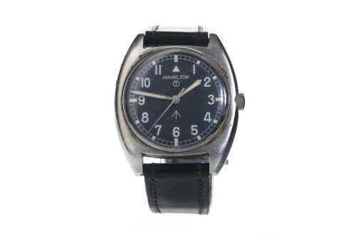 A GENTLEMAN'S HAMILTON MILITARY ISSUE STAINLESS STEEL MANUAL WIND WRIST WATCH