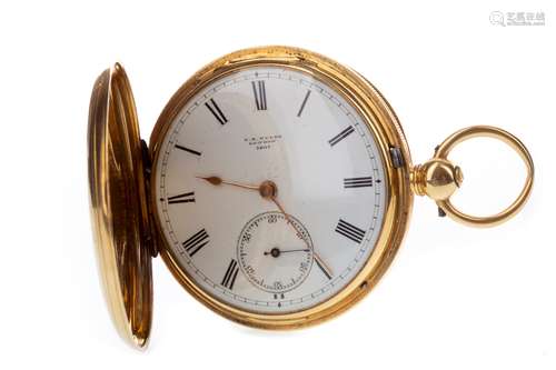 AN EIGHTEEN CARAT GOLD FULL HUNTER POCKET WATCH