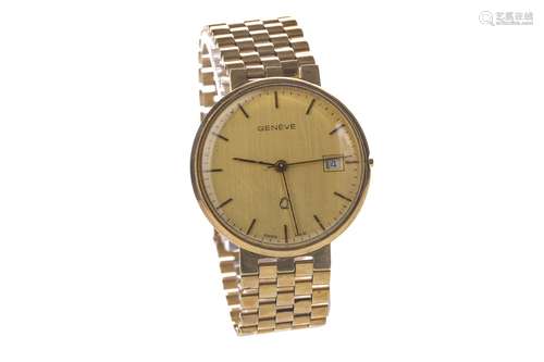 A LADY'S GENEVE NINE CARAT GOLD WRIST WATCH