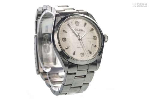 A GENTLEMAN'S ROLEX AIR KING STAINLESS STEEL AUTOMATIC WRIST WATCH