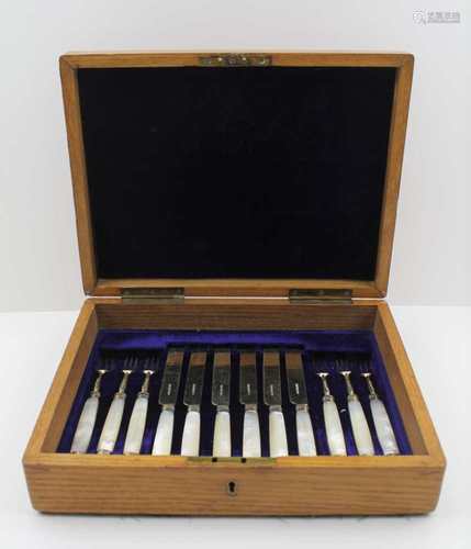 HARRISON BROTHERS & HOWSON A VICTORIAN SET OF SILVER GILT DESSERT KNIVES & FORKS for six settings,