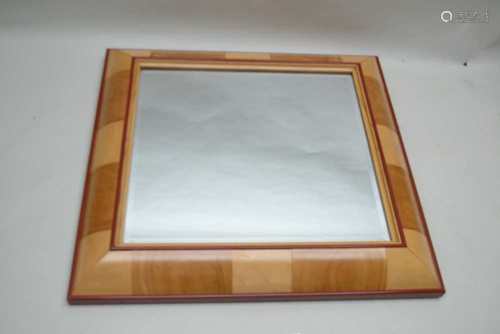 JOHN NETHERCOTT A CONTEMPORARY HAND-MADE LARGE WALL MIRROR with central bevelled plate, 70cm x