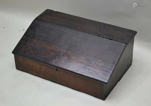 A PART 18TH CENTURY OAK FINISHED BIBLE BOX, with later additions to the interior, having three-