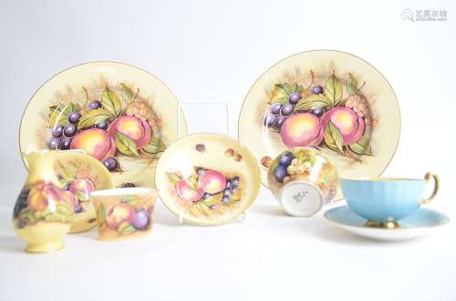 A small quantity of Aynsley Orchard Gold china, to include two plates, diameter 27cm, a cup and