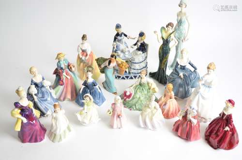 A quantity of figures from Royal Doulton, Worcester, Paragon, Coalport and other factories, to