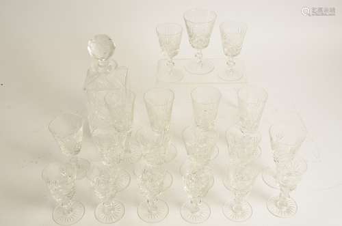 A large quantity of lead crystal drinking glasses, in three different shapes including tumblers (