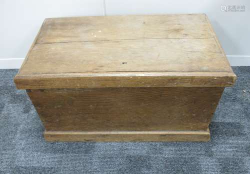 19th century small elm chest, dovetailed body with metal drop handle to either side, 56cm x 33cm x