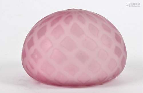 A pink Burmese glass paperweight, approximately 9cm x 6.5cm