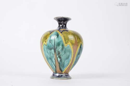 Della Robbia Pottery (Birkenhead 1894-1906), a squat ovoid vase with sgraffito decoration of