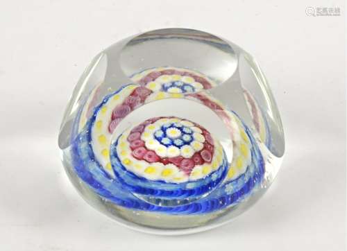 A 19th Century caned paperweight, with faceted body, approximate dimensions 7.5cm x 8.5cm