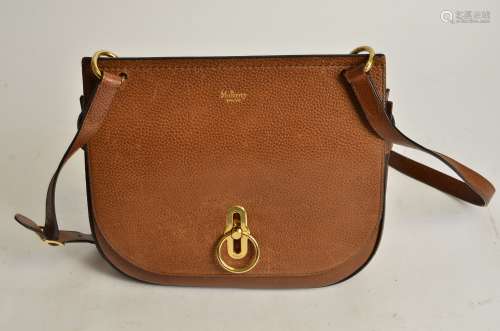 A Mulberry of England handbag, tanned leather, with turn lock, suede inside lining, a/f, 28cm x 25cm