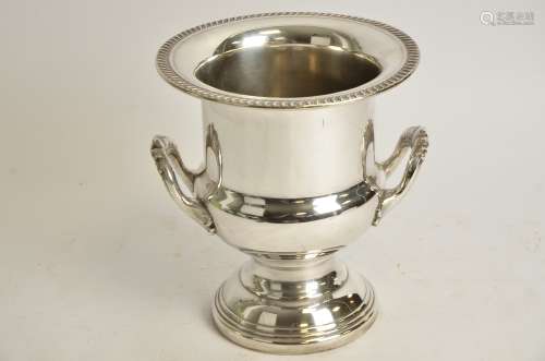 A silver plated champagne bucket, in the form of a campagna urn, height 26cm