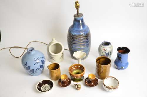 Several items of 20th Century studio pottery, to include a Watcombe Torquay kingfisher vase,