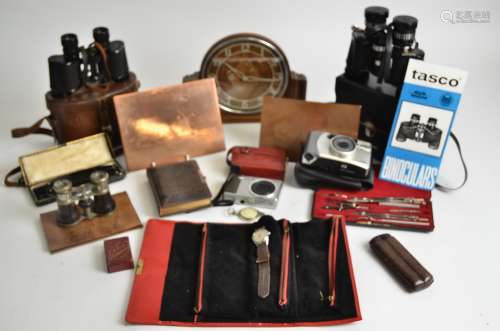 A mixed group of collectables, to include two sets of binoculars, one Tasco and the other Wray,