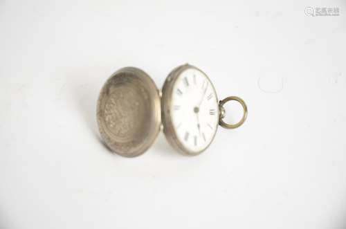 A late 19th Century or early 20th Century Continental white metal open faced pocket watch, with