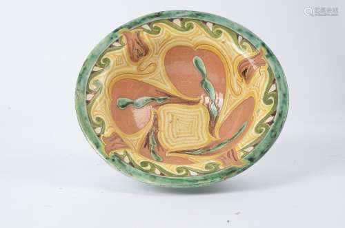 Della Robbia Pottery (Birkenhead 1894-1906), a deep earthenware bowl with Arabesque type floral