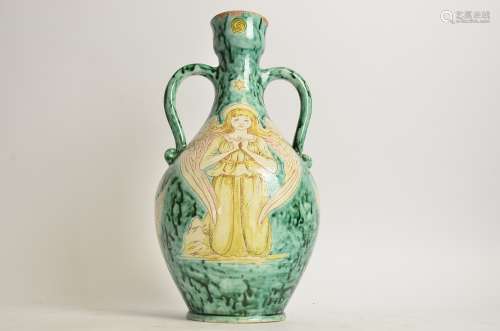 Monogrammed RB Ruth Bare Della Robbia Pottery (Birkenhead 1894-1906), a twin handled vase of ovoid