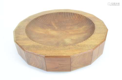 Alan Peters OBE (1933-2009), for Aller Studios, a mahogany centrepiece, the sunken scalloped