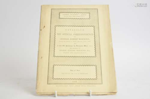 A 1921 Sotheby's auction catalogue, for 'the official correspondence of General Robert Monckton