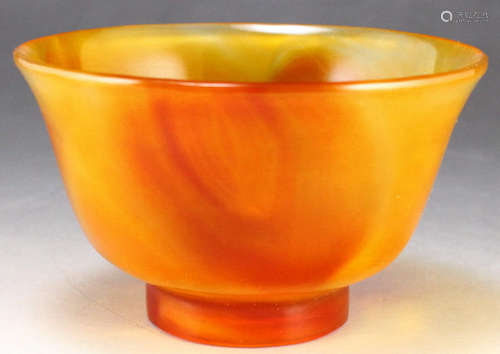 AN AGATE CARVED BOWL