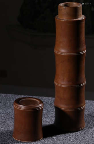 A HUANGYANG WOOD CARVED TUBE