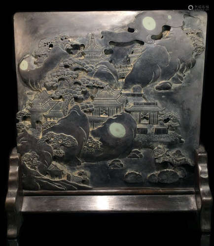 A DUAN STONE CARVED SCREEN