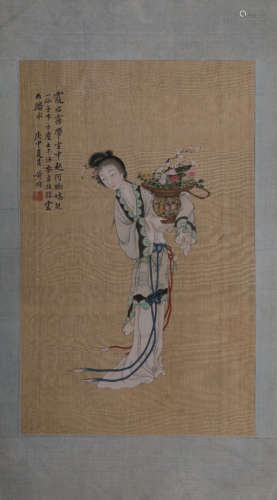 A FIGURE PATTERN PAINTING BY HUANGJUN