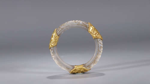 A Chinese Gold Coating Crystal Floral Bracelet
