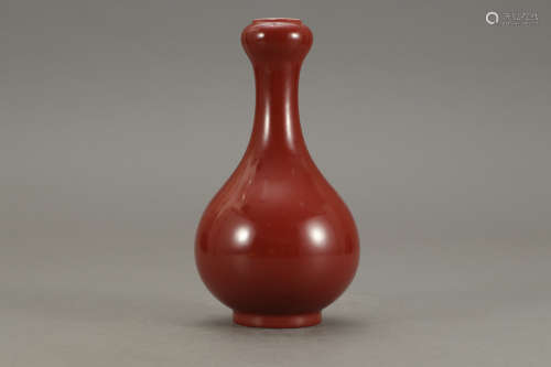 A Chinese Red Glazed Porcelain Garlic Bottle