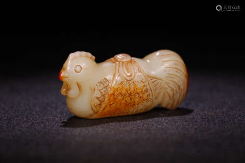 A Chinese Carved Hetian Jade Cock Ornament