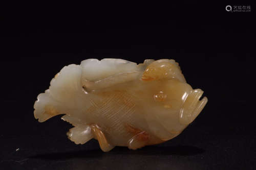 A Chinese Carved Hetian Jade Fish Ornament