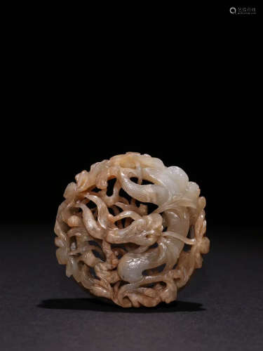 A Chinese Dragon Carved Hetian Jade Wazi Ornament