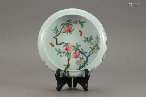 A Chinese Famille Rose Peach Painted Porcelain Washer
