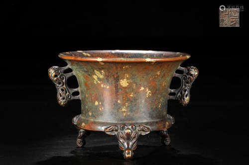 A Chinese Gild Copper Incense Burner