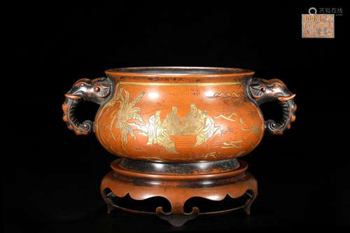 A Chinese Gild Copper Incense Burner