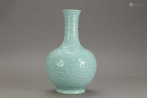 A Chinese Pea Green Glazed Porcelain Vase