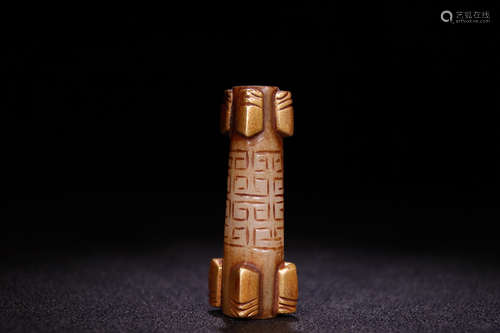 A Chinese Gild Hetian Jade Tube