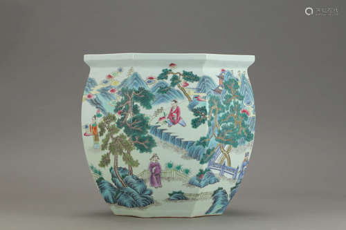 A Chinese Famille Rose Figure Painted Porcelain Vat