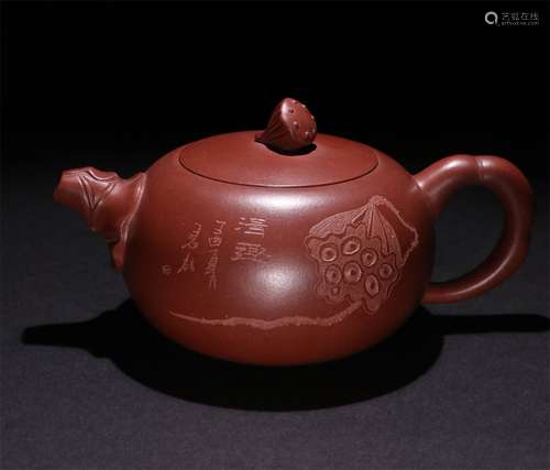 A CHINESE BOCCARO TEAPOT