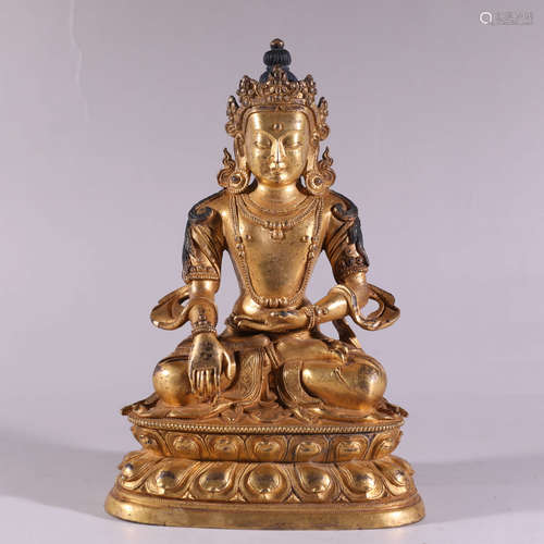 A Chinese Gild Copper Sakyamuni Statue